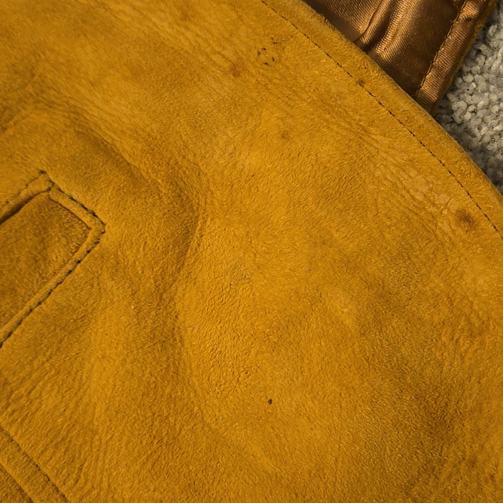Vintage 1980s LL Bean Pig Suede Leather Work Lined Vest M - Picture 4 of 13